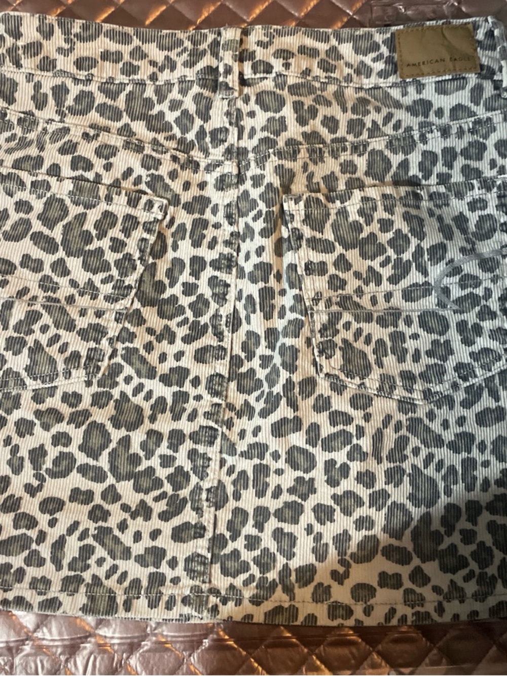 Vintage America Leopard Print Corduroy Mini Skirt in Gray and Cream - Picture 4 of 4